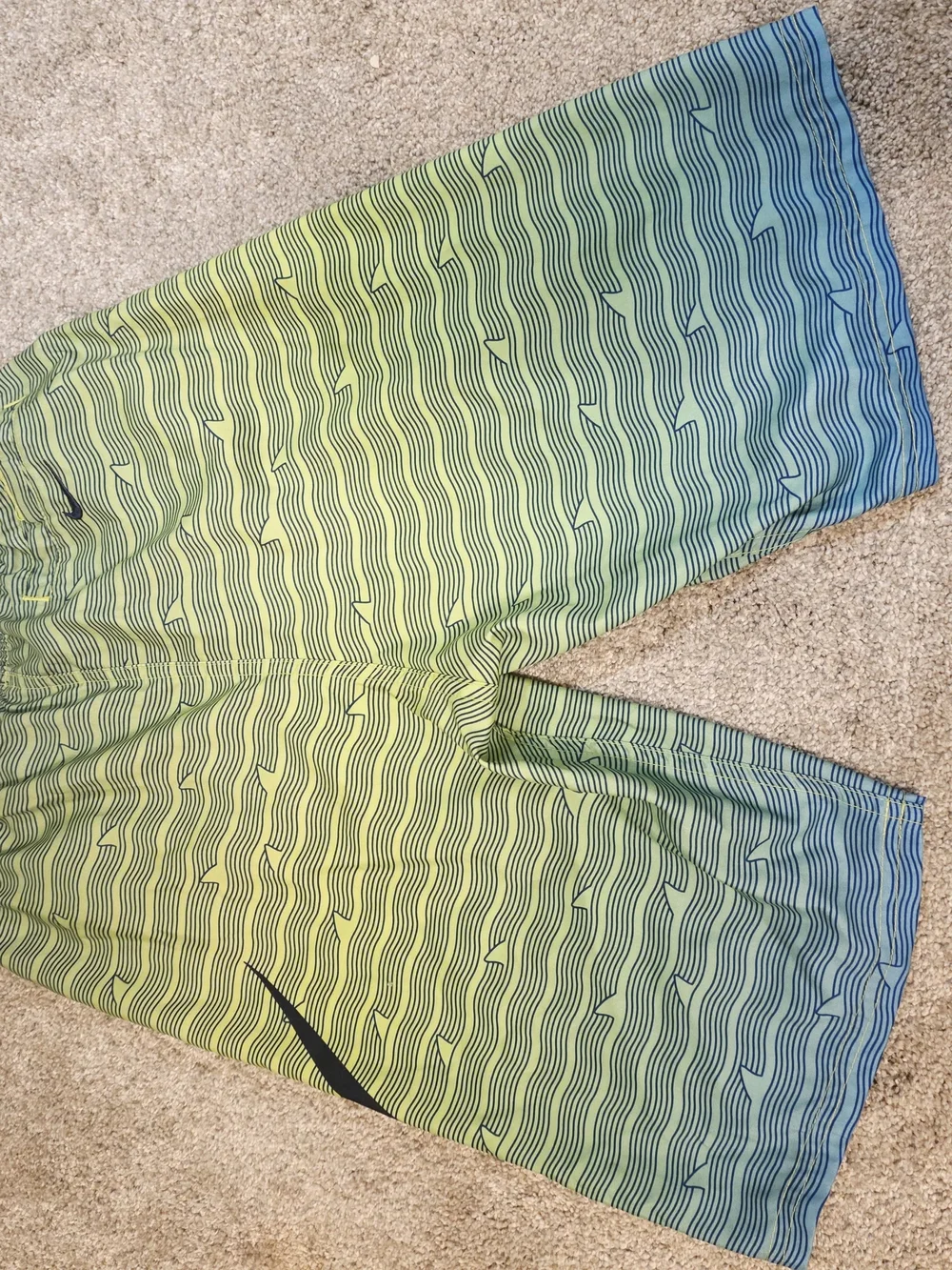 Nike Kids Large Green Gradient Swim/Training Shorts with Swoosh